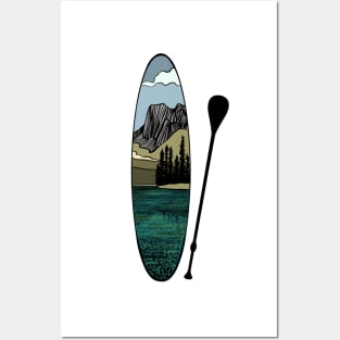 Stand up paddle board - mountain lake vertical Posters and Art